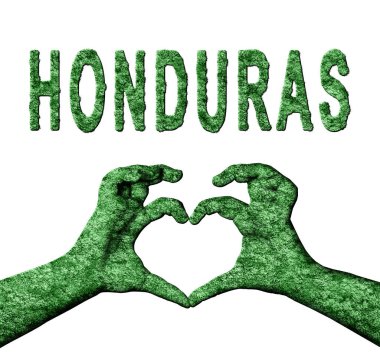 Honduras Yeşil Kalp Eller ve Doğa Biçiminde Ülke Adı