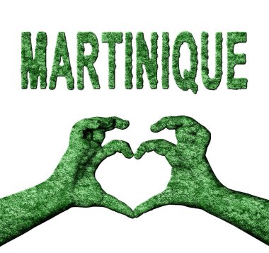 Martinique Yeşil Kalp Eller ve Doğa Biçiminde Ülke Adı