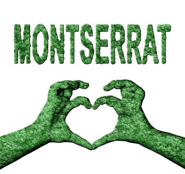 Montserrat Yeşil Yürekli Eller ve Doğa Tarzında Ülke Adı