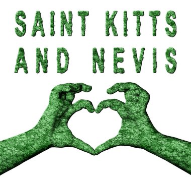 Saint Kitts ve Nevis Yeşil Kalp Eller ve Doğa Tarzı Ülke Adı