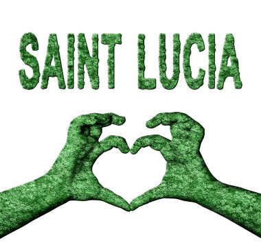 Aziz Lucia Yeşil Yürek Eller ve Doğa Biçimli Ülke Adı
