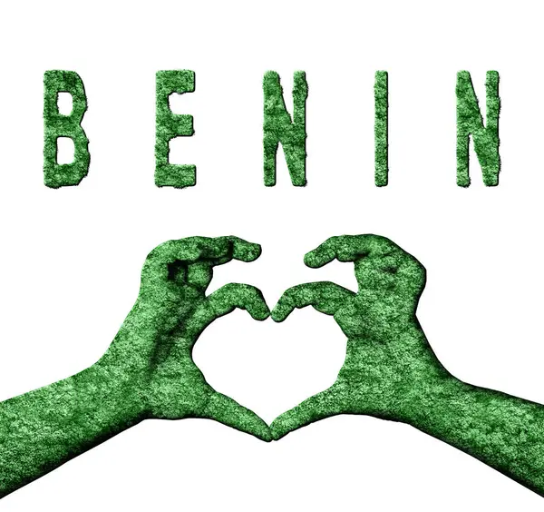 Benin Yeşil Kalp Eller ve Doğa Biçiminde Ülke Adı