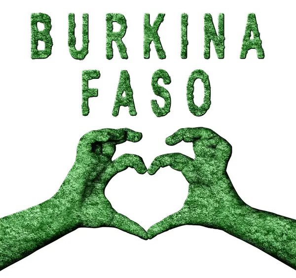 Burkina Faso Yeşil Yürekli Eller ve Doğa Biçimli Ülke Adı