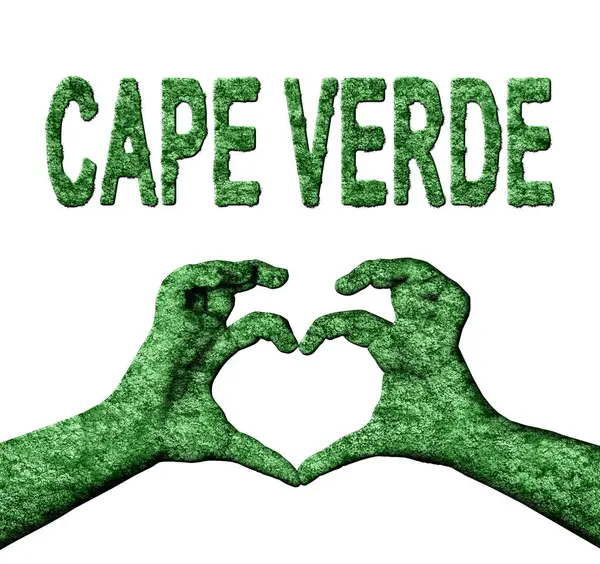 Cape Verde Yeşil Kalp Elleri ve Doğa Biçiminde Ülke Adı