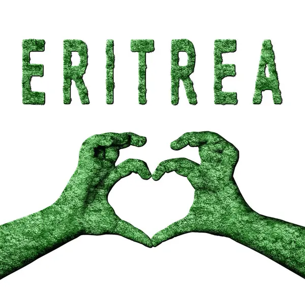 Eritre Yeşil Kalp Eller ve Doğa Biçimli Ülke Adı