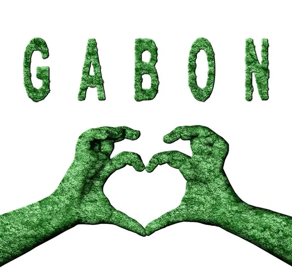 Gabon Yeşil Kalp Eller ve Doğa Biçiminde Ülke Adı