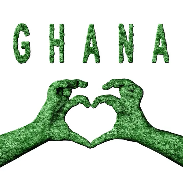Gana Yeşil Kalp Eller ve Doğa Biçiminde Ülke Adı