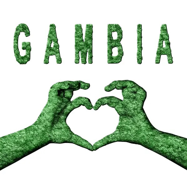 Gambiya Yeşil Kalp Eller ve Doğa Biçiminde Ülke Adı