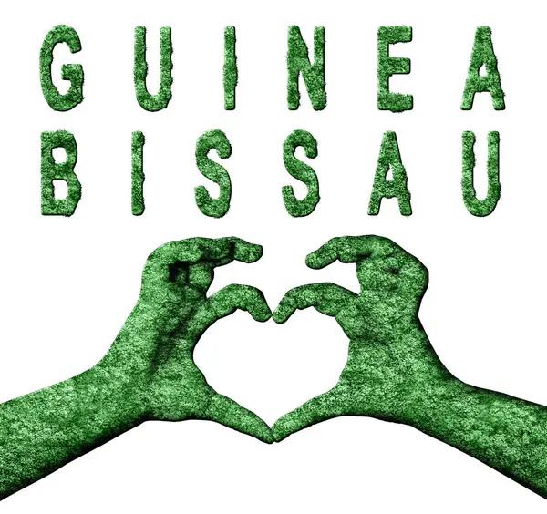 Gine Bissau Yeşil Kalp Eller ve Doğa Biçiminde Ülke Adı