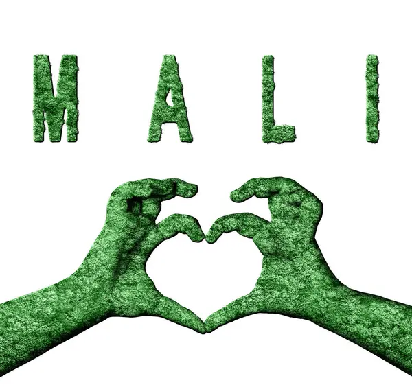 Mali Yeşil Kalp Eller ve Doğa Biçiminde Ülke Adı