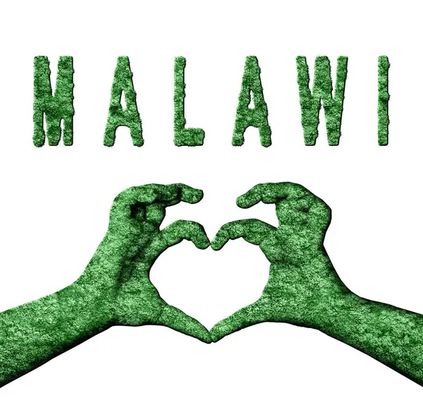 Malawi Yeşil Kalp Eller ve Doğa Biçiminde Ülke Adı