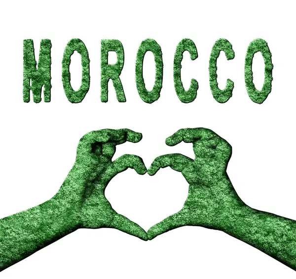 Fas Yeşil Yürekli Eller ve Doğa Biçimli Ülke Adı