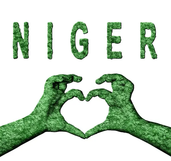 Nijer Yeşil Kalp Eller ve Doğa Biçiminde Ülke Adı