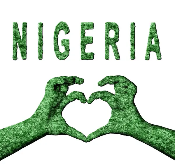 Nijerya Yeşil Kalp Elleri ve Doğa Biçiminde Ülke Adı