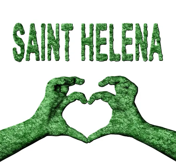 Saint Helena Yeşil Kalp Eller ve Doğa Biçimli Ülke Adı