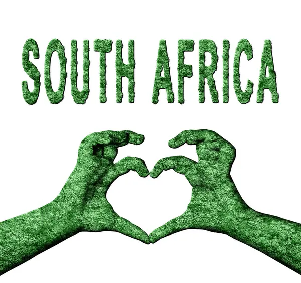 Güney Afrika Yeşil Kalp Eller ve Doğa Biçiminde Ülke Adı