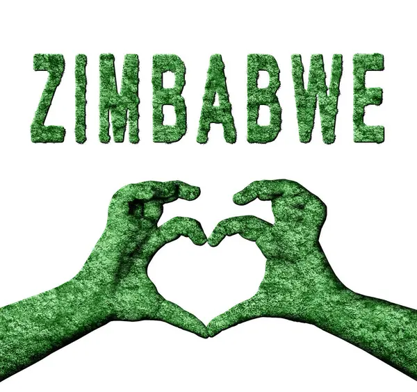 Zimbabwe Yeşil Yürekli Eller ve Doğa Biçimli Ülke Adı