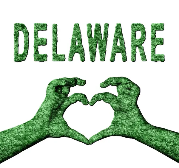Delaware Yeşil Kalp Eller ve Doğa Biçiminde Ülke Adı
