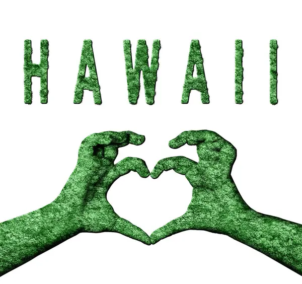 Hawaii Yeşil Kalp Eller ve Doğa Stili Ülke Adı