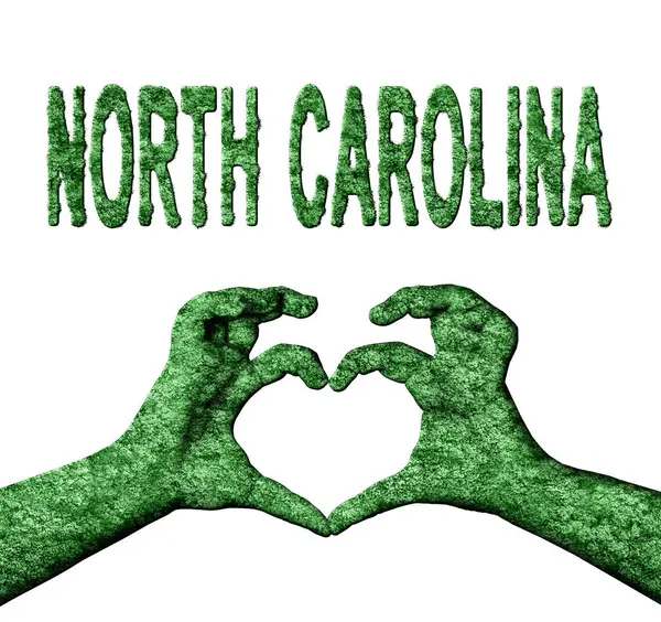 Kuzey Carolina Yeşil Kalp Eller ve Doğa Tarzında Ülke Adı