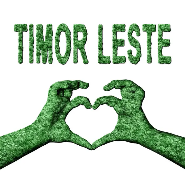 Timor Leste Yeşil Kalp Elleri ve Doğa Biçiminde Ülke Adı