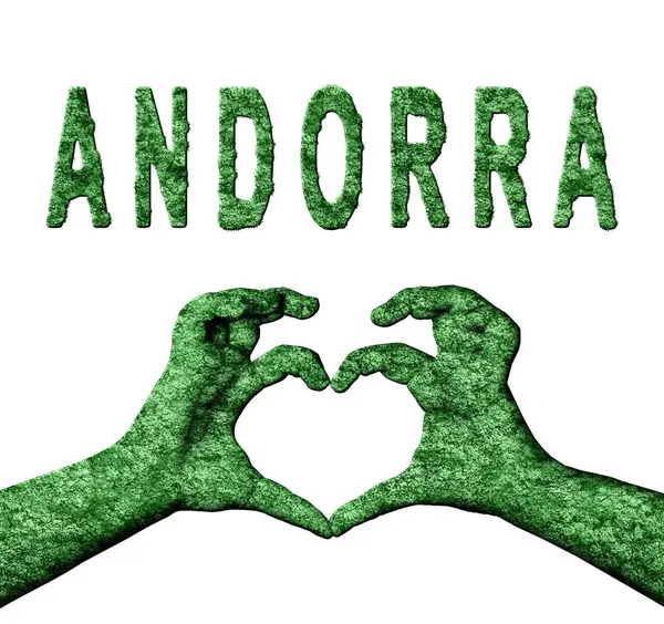 Andorra Yeşil Kalp Eller ve Doğa Biçiminde Ülke Adı