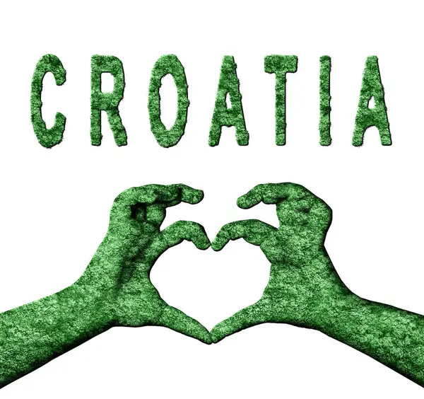 Hırvatistan Yeşil Kalp Eller ve Doğa Tarzında Ülke Adı