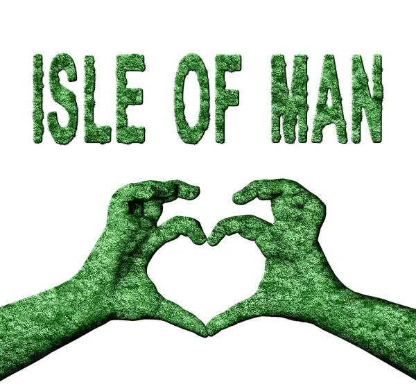 Man Adası Yeşil Yürekli Eller ve Doğa Tarzında Ülke Adı