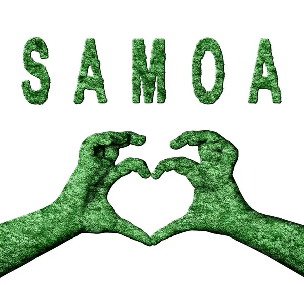 Samoa Yeşil Kalp Eller ve Doğa Biçimli Ülke Adı