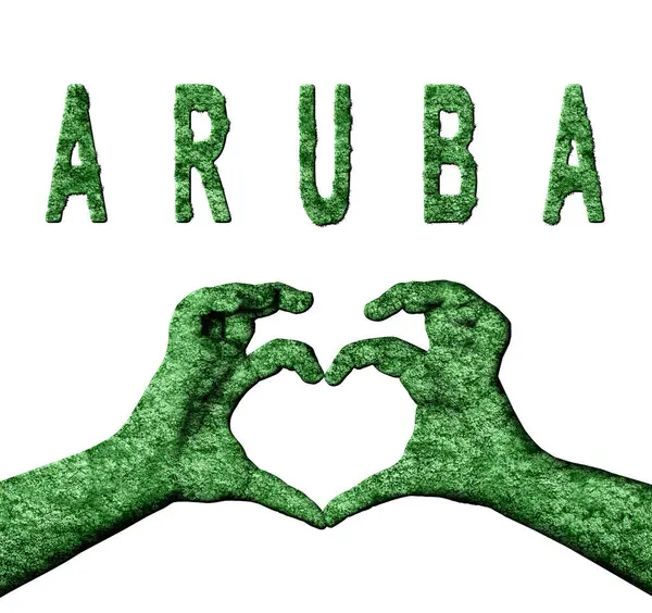 Aruba Yeşil Kalp Eller ve Doğa Biçiminde Ülke Adı
