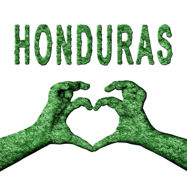 Honduras Yeşil Kalp Eller ve Doğa Biçiminde Ülke Adı