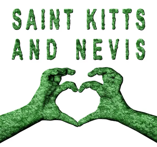 Saint Kitts ve Nevis Yeşil Kalp Eller ve Doğa Tarzı Ülke Adı