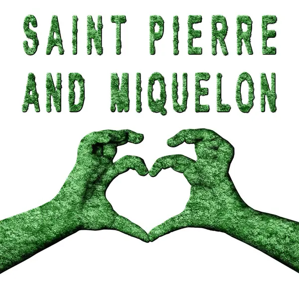 Saint Pierre ve Miquelon Yeşil Kalp Eller ve Doğa Tarzı Ülke Adı