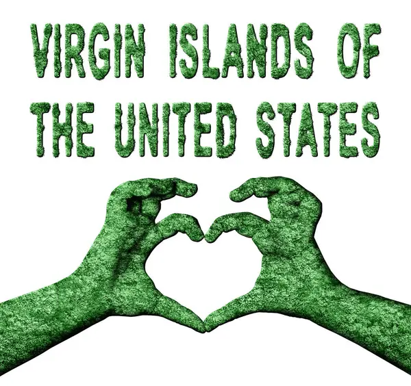 Virgin Adaları ABD Yeşil Kalp Elleri ve Doğa Tarzında Ülke Adı