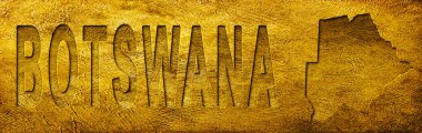 Botswana Haritası ve Grunge Altın Doku Üzerine Metin