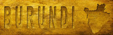 Grunge Altın Doku Üzerine Burundi Haritası ve Metni