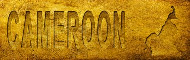 Grunge Altın Dokusu Üzerine Kamerun Haritası ve Metni