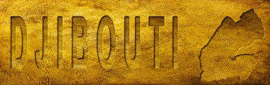 Djibouti Grunge Altın Doku Haritası ve Metni