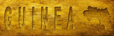 Grunge Altın Dokusu Üzerine Gine Haritası ve Metni
