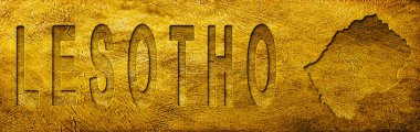 Grunge Altın Doku Üzerine Lesotho Haritası ve Metin