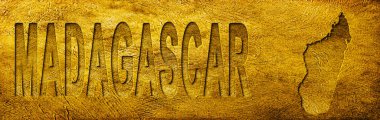 Madagaskar Grunge Altın Dokusu Haritası ve Metni