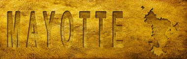 Grunge Altın Doku Üzerine Mayotte Haritası ve Metni