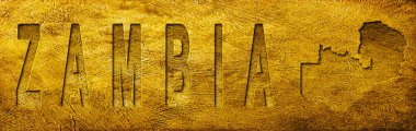 Grunge Altın Doku Üzerine Zambiya Haritası ve Metni