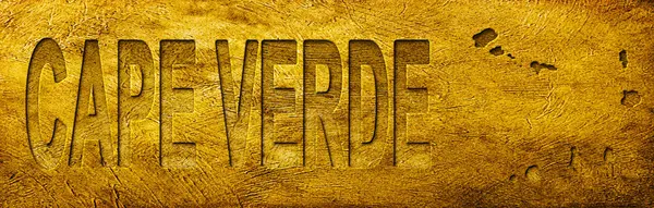 Cape Verde Haritası ve Grunge Altın Doku Üzerine Metin