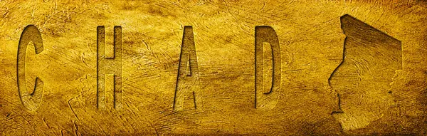 Grunge Altın Doku Üzerine Chad Haritası ve Metni