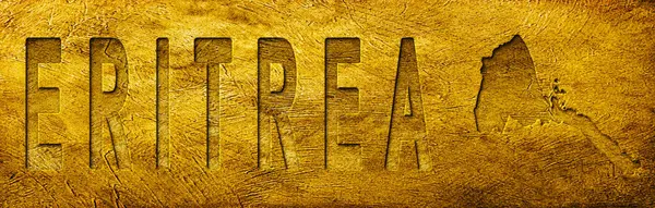Eritre Haritası ve Grunge Altın Doku Üzerine Metin