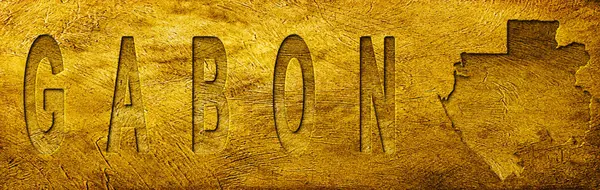 Grunge Altın Doku Üzerine Gabon Haritası ve Metni