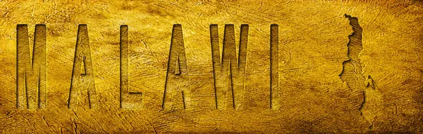 Grunge Altın Doku Üzerine Malawi Haritası ve Metni