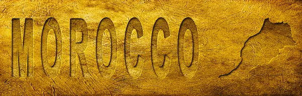 Grunge Altın Doku Üzerine Fas Haritası ve Metni