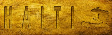 Grunge Altın Dokusu Üzerine Haiti Haritası ve Metni